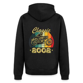 Vintage Classic Birthday Gift Born in 2002 - Unisex Premium Organic Zip Hoodie - black - Back - Nico (187cm)