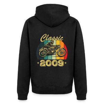 Cadeau D’anniversaire Classique vintage Né en 2009 - Veste à capuche bio Premium Unisexe - noir - Dos - Nico (187cm)