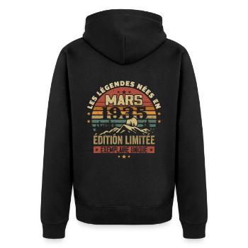 Vintage 1935 March Gift Retro Anniversary 1935 - Unisex Premium Organic Zip Hoodie - black - Back - Nico (187cm)