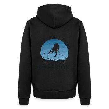 I work better under pressure diving - Unisex Premium Organic Zip Hoodie - black - Back - Nico (187cm)
