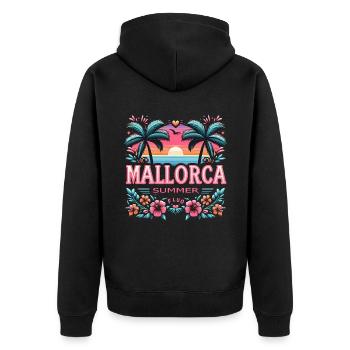 Majorca - Unisex Premium Organic Zip Hoodie - black - Back - Nico (187cm)