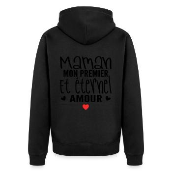 Ewige Liebe Mama Geschenk - Unisex Premium Bio Zip Hoodie - Schwarz - Hinten - Nico (187cm)