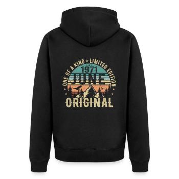 Legendär Seit Juni 1971 Geburtstag Geschenk 1971 - Unisex Premium Bio Zip Hoodie - Schwarz - Hinten - Nico (187cm)