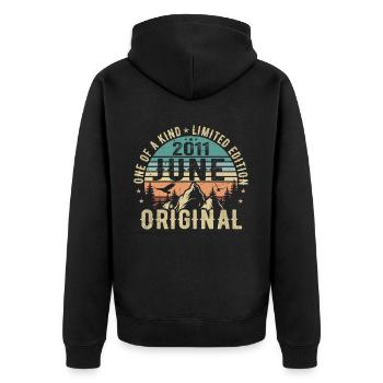 Legendary Since June 2011 Birthday Gift 2011 - Unisex Premium Organic Zip Hoodie - black - Back - Nico (187cm)