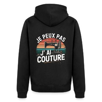 La Couture, Ma Passion - Look Vintage Authentique - Veste à capuche bio Premium Unisexe - noir - Dos - Nico (187cm)