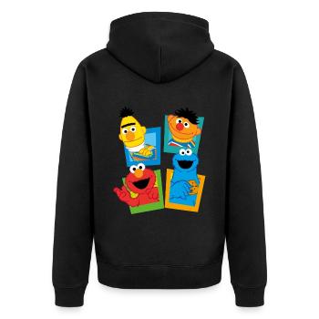 Sesame Street Ernie, bert, Cookie Monster And Elmo - Unisex Premium Organic Zip Hoodie - black - Back - Nico (187cm)