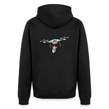 Ukraine Drone Squad - Unisex Premium Bio Zip Hoodie - Schwarz - Hinten - Nico (187cm)