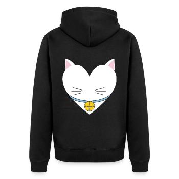 Katzenherz-Design für Katzenbesitzer - Unisex Premium Bio Zip Hoodie - Schwarz - Hinten - Nico (187cm)