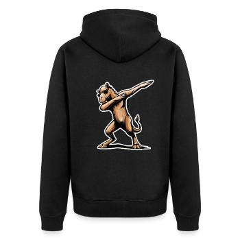 Stylish Dabbing Dromedary Design Gift - Unisex Premium Organic Zip Hoodie - black - Back - Nico (187cm)