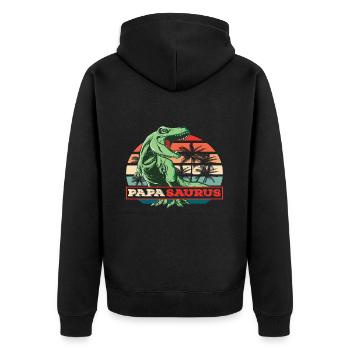 Papasaurus Fête des Pères Dinosaure T-Rex Idée Cadeau - Veste à capuche bio Premium Unisexe - noir - Dos - Nico (187cm)