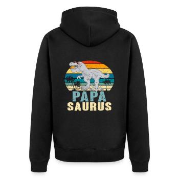 Papasaurus Fête des Pères Dinosaure T-Rex Idée Cadeau - Veste à capuche bio Premium Unisexe - noir - Dos - Nico (187cm)