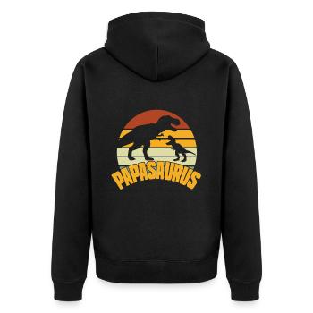Papasaurus Fête des Pères Dinosaure T-Rex Idée Cadeau - Veste à capuche bio Premium Unisexe - noir - Dos - Nico (187cm)