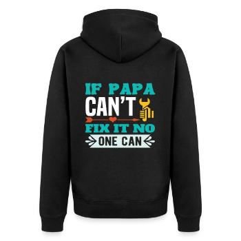 Si ce n’est pas papa peut réparer - Personne ne peut - Veste à capuche bio Premium Unisexe - noir - Dos - Nico (187cm)