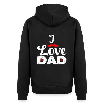 Ich liebe Papa SE - Unisex Premium Bio Zip Hoodie - Schwarz - Hinten - Nico (187cm)
