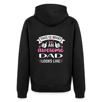 Awesome Dad Looks Like - Unisex Premium Organic Zip Hoodie - black - Back - Nico (187cm)