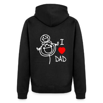 Ich liebe Papa SE - Unisex Premium Bio Zip Hoodie - Schwarz - Hinten - Nico (187cm)