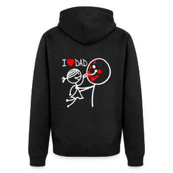 Ich liebe Papa SE - Unisex Premium Bio Zip Hoodie - Schwarz - Hinten - Nico (187cm)