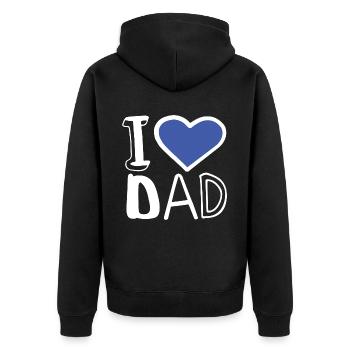 Ich liebe Papa SE - Unisex Premium Bio Zip Hoodie - Schwarz - Hinten - Nico (187cm)