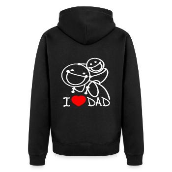Ich liebe Papa SE - Unisex Premium Bio Zip Hoodie - Schwarz - Hinten - Nico (187cm)