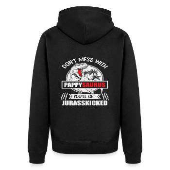 Papasaurus - père, père, fête des pères, cadeau, famille - Veste à capuche bio Premium Unisexe - noir - Dos - Nico (187cm)
