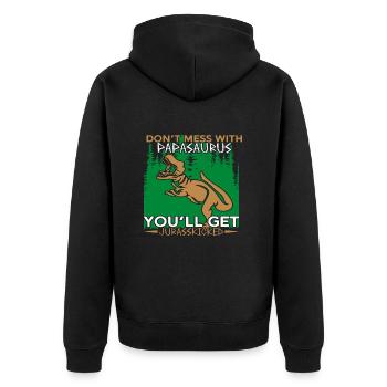 Papasaurus - père, père, fête des pères, cadeau, famille - Veste à capuche bio Premium Unisexe - noir - Dos - Nico (187cm)