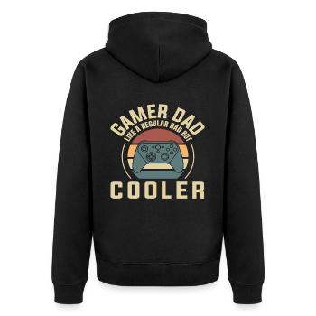 Best Father - Unisex Premium Organic Zip Hoodie - black - Back - Nico (187cm)