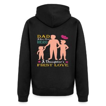 | D’AMOUR DE PAPA HERO Fête des Pères Fête des Pères - Veste à capuche bio Premium Unisexe - noir - Dos - Nico (187cm)