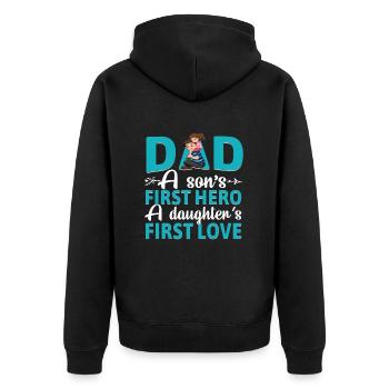 | D’AMOUR DE PAPA HERO Fête des Pères Fête des Pères - Veste à capuche bio Premium Unisexe - noir - Dos - Nico (187cm)