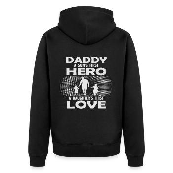 | D’AMOUR DE PAPA HERO Fête des Pères Fête des Pères - Veste à capuche bio Premium Unisexe - noir - Dos - Nico (187cm)
