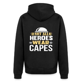 Nicht alle Superhelden tragen Umhänge - Unisex Premium Bio Zip Hoodie - Schwarz - Hinten - Nico (187cm)