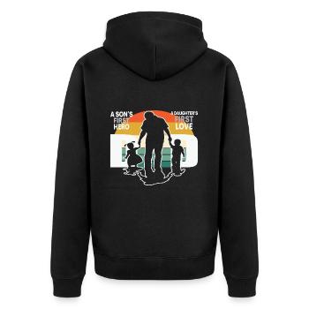 | D’AMOUR DE PAPA HERO Fête des Pères Fête des Pères - Veste à capuche bio Premium Unisexe - noir - Dos - Nico (187cm)