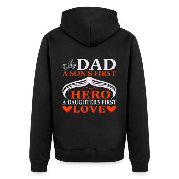 | D’AMOUR DE PAPA HERO Fête des Pères Fête des Pères - Veste à capuche bio Premium Unisexe - noir - Dos - Nico (187cm)
