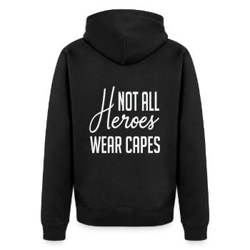 Nicht alle Superhelden tragen Umhänge - Unisex Premium Bio Zip Hoodie - Schwarz - Hinten - Nico (187cm)