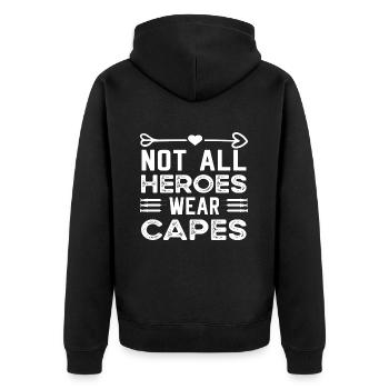 Nicht alle Superhelden tragen Umhänge - Unisex Premium Bio Zip Hoodie - Schwarz - Hinten - Nico (187cm)