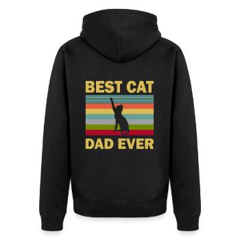 Best cat dad ever best cat dad kitten - Unisex Premium Organic Zip Hoodie - black - Back - Nico (187cm)