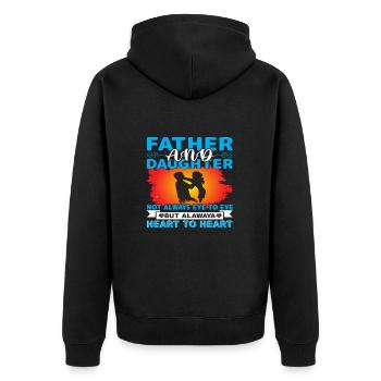 Vater und Tochter - Unisex Premium Bio Zip Hoodie - Schwarz - Hinten - Nico (187cm)