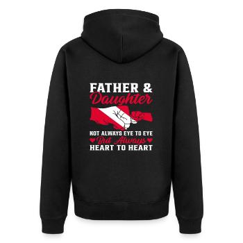 Vater und Tochter - Unisex Premium Bio Zip Hoodie - Schwarz - Hinten - Nico (187cm)