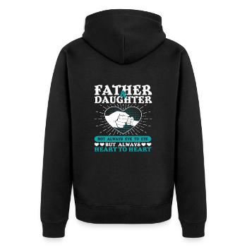Vater und Tochter - Unisex Premium Bio Zip Hoodie - Schwarz - Hinten - Nico (187cm)