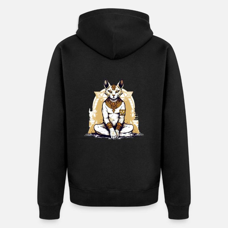 Le dieu chat Egyptien n°3 - Veste à capuche bio Premium Unisexe - noir