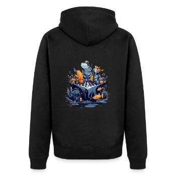 Fish play chess - Unisex Premium Organic Zip Hoodie - black - Back - Nico (187cm)