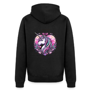 UNICORN FAIRY TALE PRINCESS CASTLE MAGIC CREATIVE - Unisex Premium Organic Zip Hoodie - black - Back - Nico (187cm)