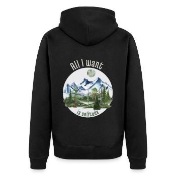 Alles, was ich will, ist Einsamkeit - Unisex Premium Bio Zip Hoodie - Schwarz - Hinten - Nico (187cm)