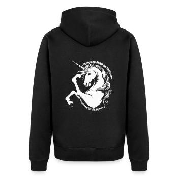 In meinem Reich der Einhörner bestimme ich ... - Unisex Premium Bio Zip Hoodie - Schwarz - Hinten - Nico (187cm)