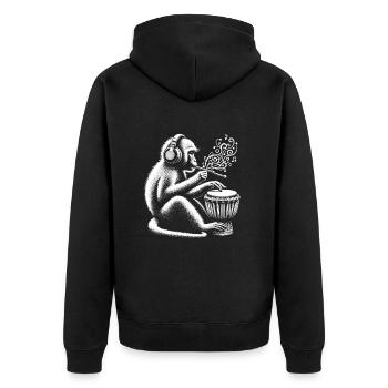 Drum Monkey - Unisex Premium Organic Zip Hoodie - black - Back - Nico (187cm)