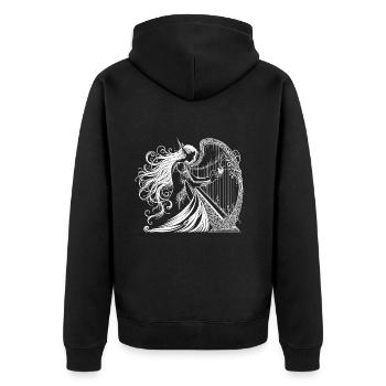 Elfe de la harpe - Elfe avec harpe - Veste à capuche bio Premium Unisexe - noir - Dos - Nico (187cm)