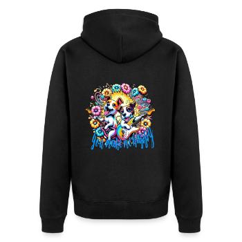 You make me happy - Unisex Premium Organic Zip Hoodie - black - Back - Nico (187cm)