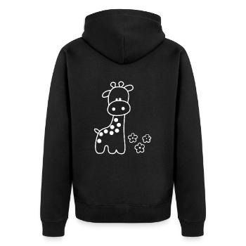 GIRAFFE TIER LANG HALS AFRIKA SAVANNE SAFARI ZOO - Unisex Premium Bio Zip Hoodie - Schwarz - Hinten - Nico (187cm)