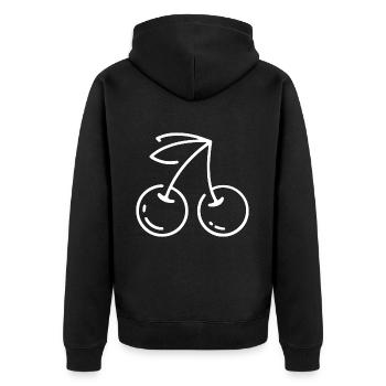 CHERRIES CHERRY FRUIT FRUIT TREE SOUR COUPLE RED - Unisex Premium Organic Zip Hoodie - black - Back - Nico (187cm)
