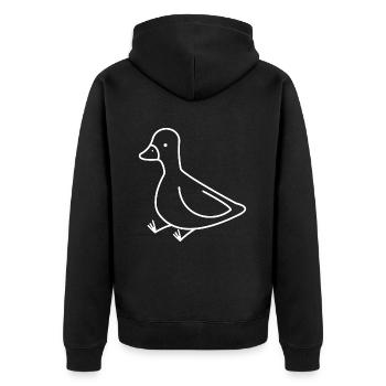 ENTE ENTLEIN KÜKEN GANS VOGEL TIER FLUG FEDER JUNG - Unisex Premium Bio Zip Hoodie - Schwarz - Hinten - Nico (187cm)