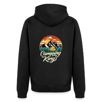 Camping - Unisex Premium Bio Zip Hoodie - Schwarz - Hinten - Nico (187cm)